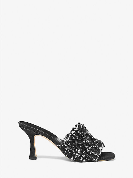 Michael Kors Tessa Frayed Denim Mule Women Sandals BLACK | USARVH1968