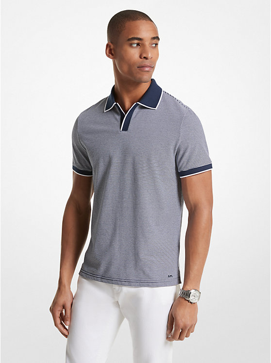 Michael Kors Textured Cotton Men Polo Shirt MIDNIGHT | USAXYH2211