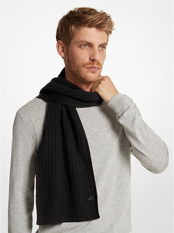 Michael Kors Textured Knit Men Scarf BLACK | USAVRZ2053