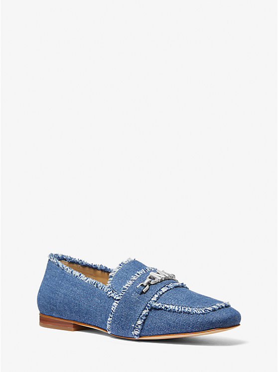 Michael Kors Tiffanie Frayed Denim Women Loafers DENIM | USARVY1715