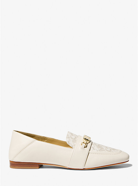 Michael Kors Tiffanie Leather and Empire Signature Logo Mule Women Flats VANILLA | USAUZV1705