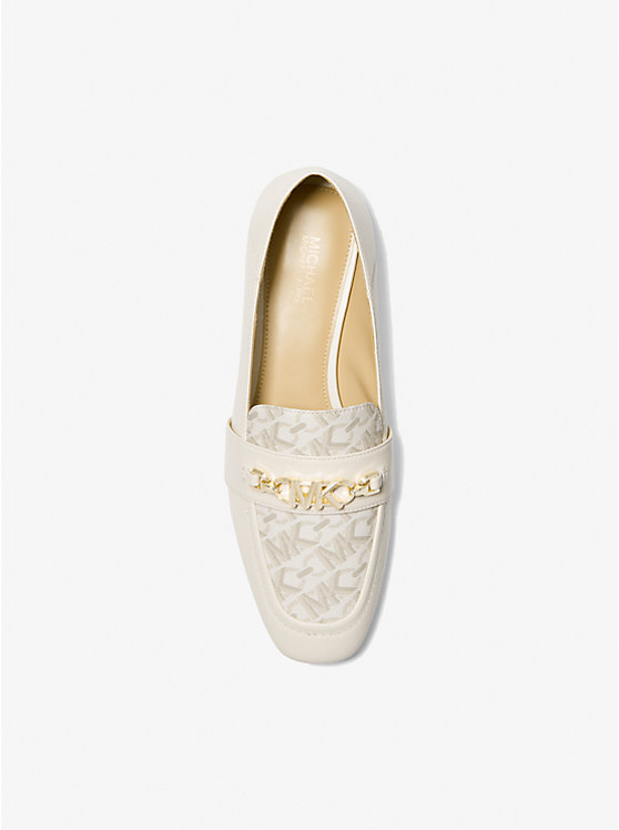 Michael Kors Tiffanie Leather and Empire Signature Logo Mule Women Flats VANILLA | USAUZV1705