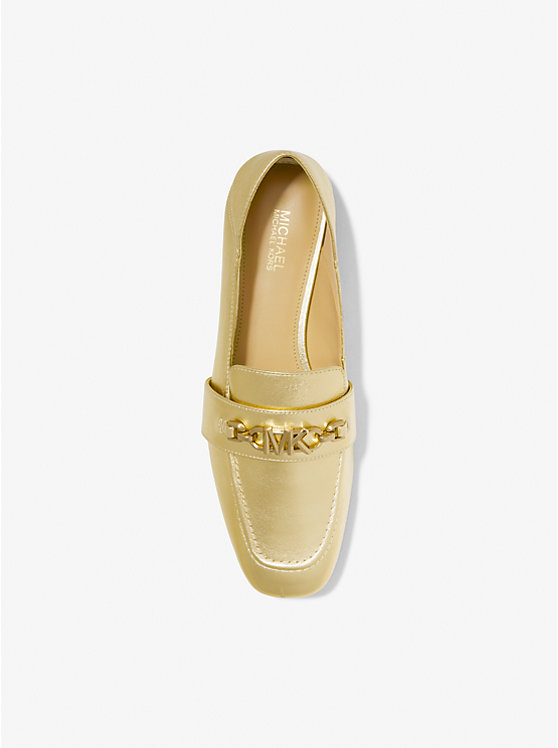 Michael Kors Tiffanie Metallic Leather Women Loafers PALE GOLD | USAYXI1717