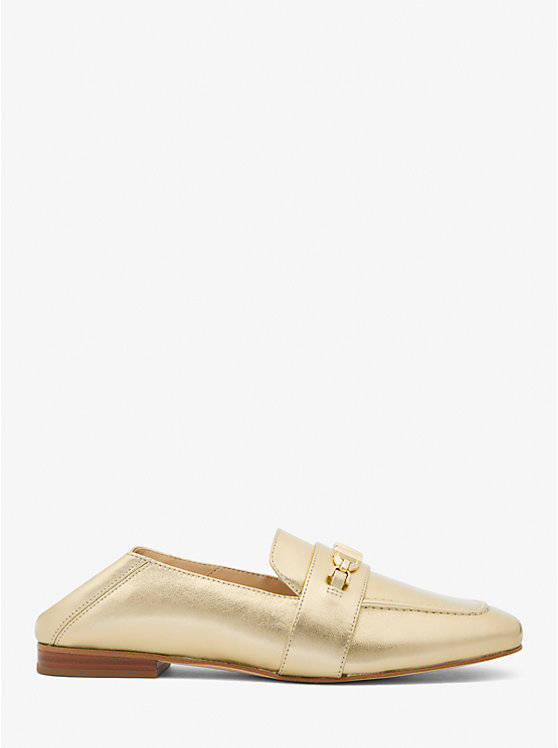 Michael Kors Tiffanie Metallic Leather Women Loafers PALE GOLD | USAYXI1717