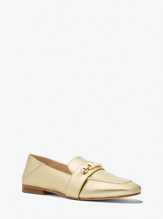 Michael Kors Tiffanie Metallic Leather Women Loafers PALE GOLD | USAYXI1717