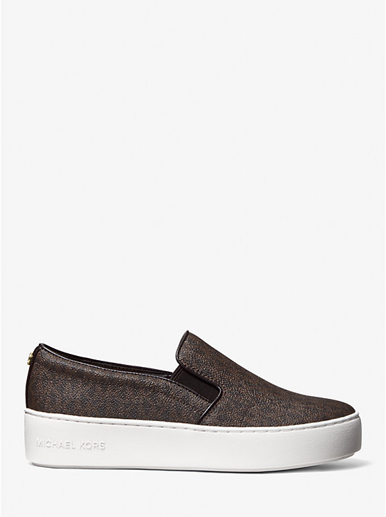 Michael Kors Trent Logo Slip-On Women Sneakers BROWN | USAILP2016