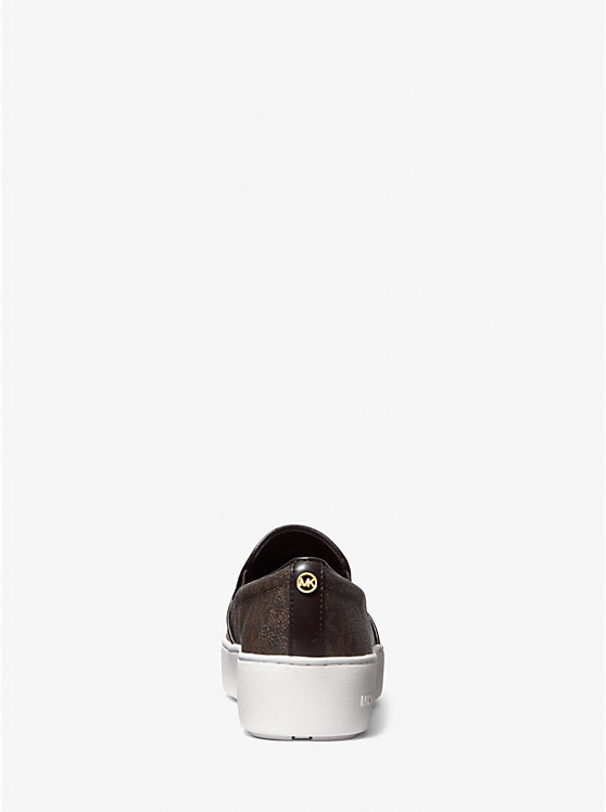 Michael Kors Trent Logo Slip-On Women Sneakers BROWN | USAILP2016