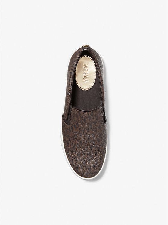 Michael Kors Trent Logo Slip-On Women Sneakers BROWN | USAILP2016