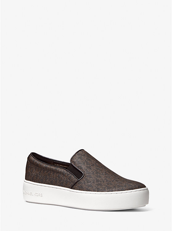 Michael Kors Trent Logo Slip-On Women Sneakers BROWN | USAILP2016