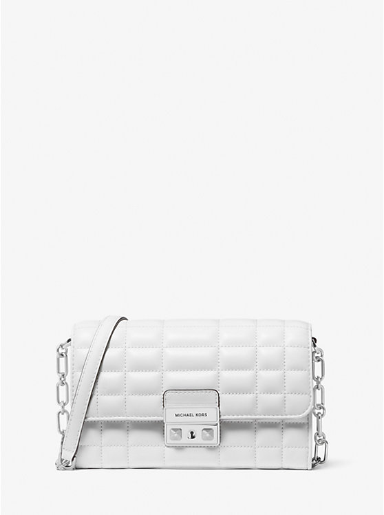 Michael Kors Tribeca Large Leather Convertible Women Crossbody Bag OPTIC WHITE | USAOKY1148