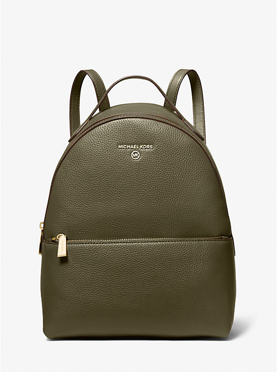 Michael Kors Valerie Medium Pebbled Leather Women Backpack OLIVE | USAPJJ1078