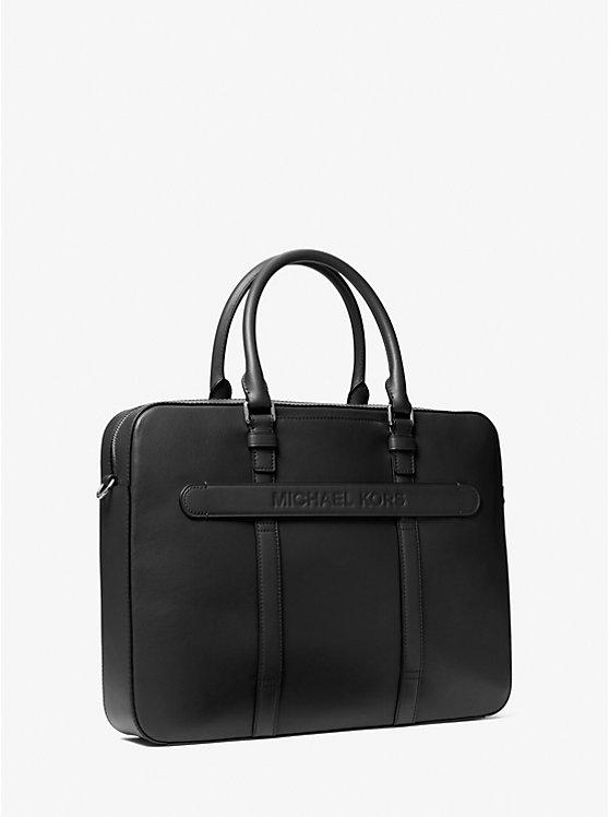 Michael Kors Varick Large Leather Men Briefcase BLACK | USAWNG2129