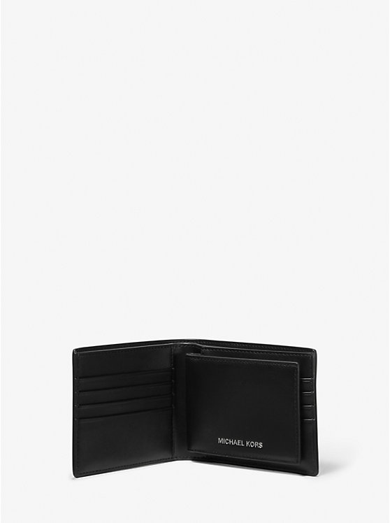 Michael Kors Varick Leather Billfold With Passcase Men Wallet BLACK | USAUZT2173