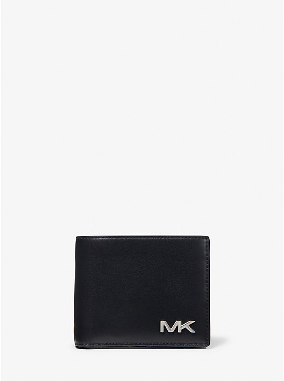 Michael Kors Varick Leather Billfold With Passcase Men Wallet BLACK | USAUZT2173