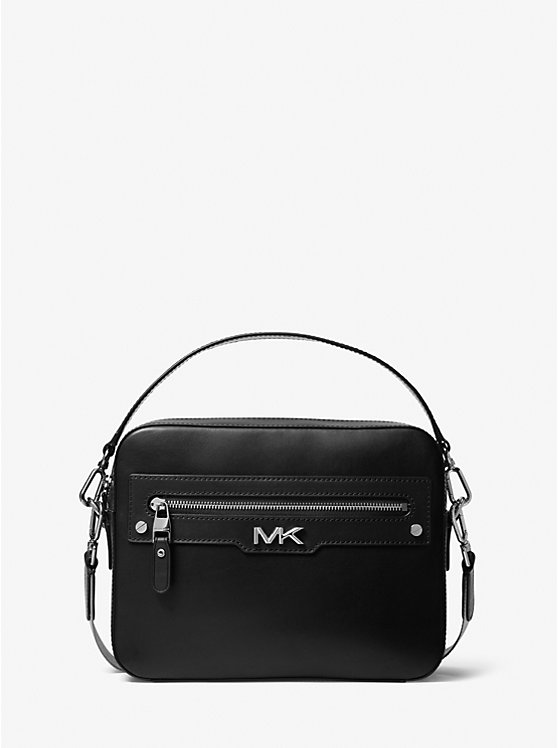 Michael Kors Varick Leather Camera Men Crossbody Bag BLACK | USAUZU2121