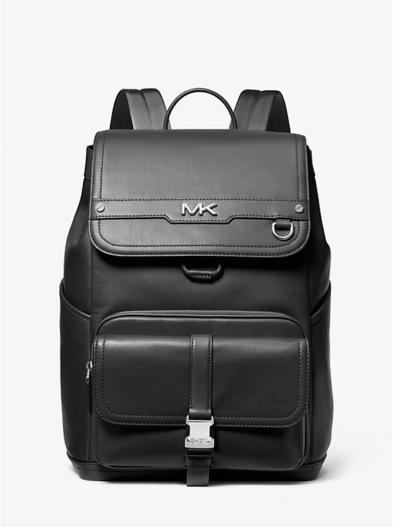 Michael Kors Varick Leather Men Backpack BLACK | USAMQF2101