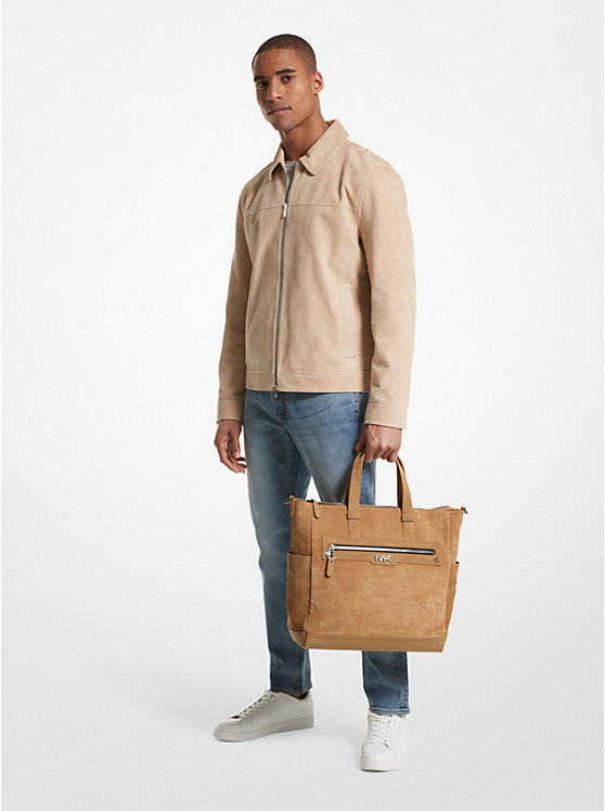 Michael Kors Varick Suede Tote Men Luggage CAMEL | USAHAW2143