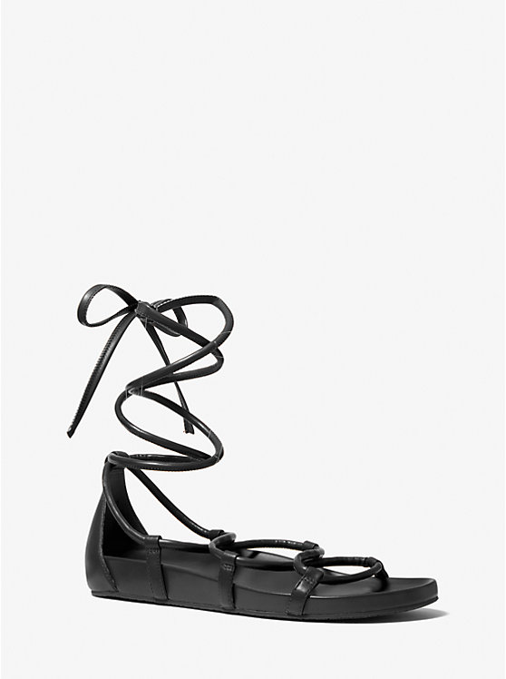 Michael Kors Vero Lace-Up Women Sandals BLACK | USAWNK1970