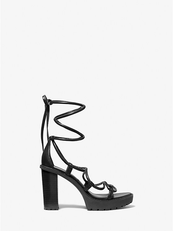 Michael Kors Vero Leather Platform Women Sandals BLACK | USAQML1971