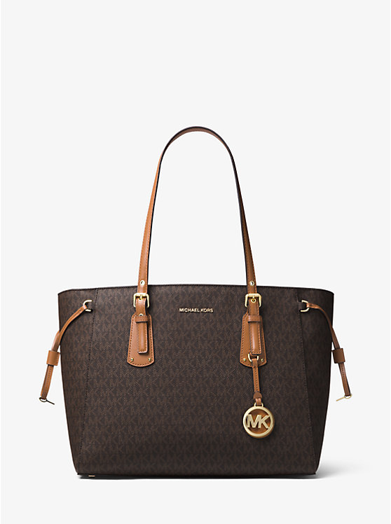 Michael Kors Voyager Medium Logo Women Tote Bag BROWN | USAJPW1279