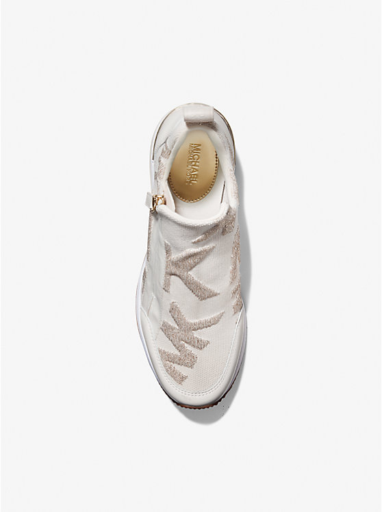 Michael Kors Willis Logo Stretch Knit Women Trainers PALE GOLD | USAILN2031