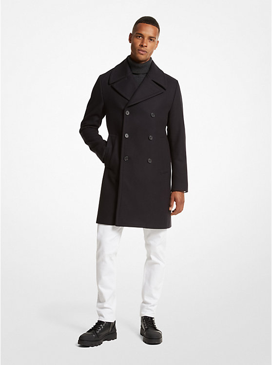 Michael Kors Wool Blend Double-Breasted Coat Men Jacket MIDNIGHT | USAZUR2199