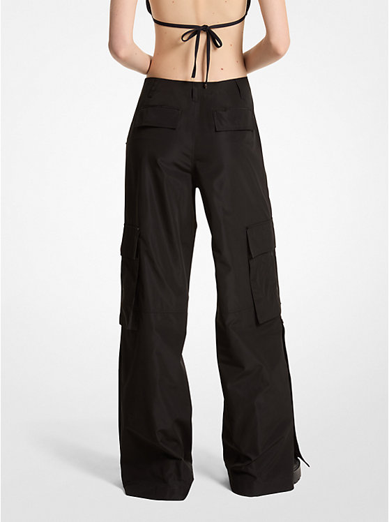 Michael Kors Woven Wide-Leg Cargo Women Pants BLACK | USAEBP1449