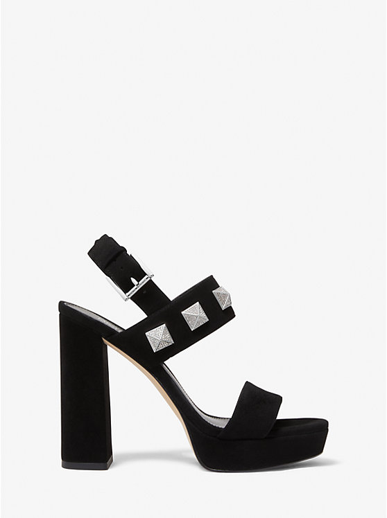 Michael Kors Wren Studded Suede Platform Women Sandals BLACK | USARVV1975