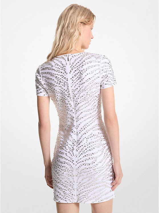 Michael Kors Zebra Embellished Scuba Women Dress WHITE/SILVER | USAWNG1346